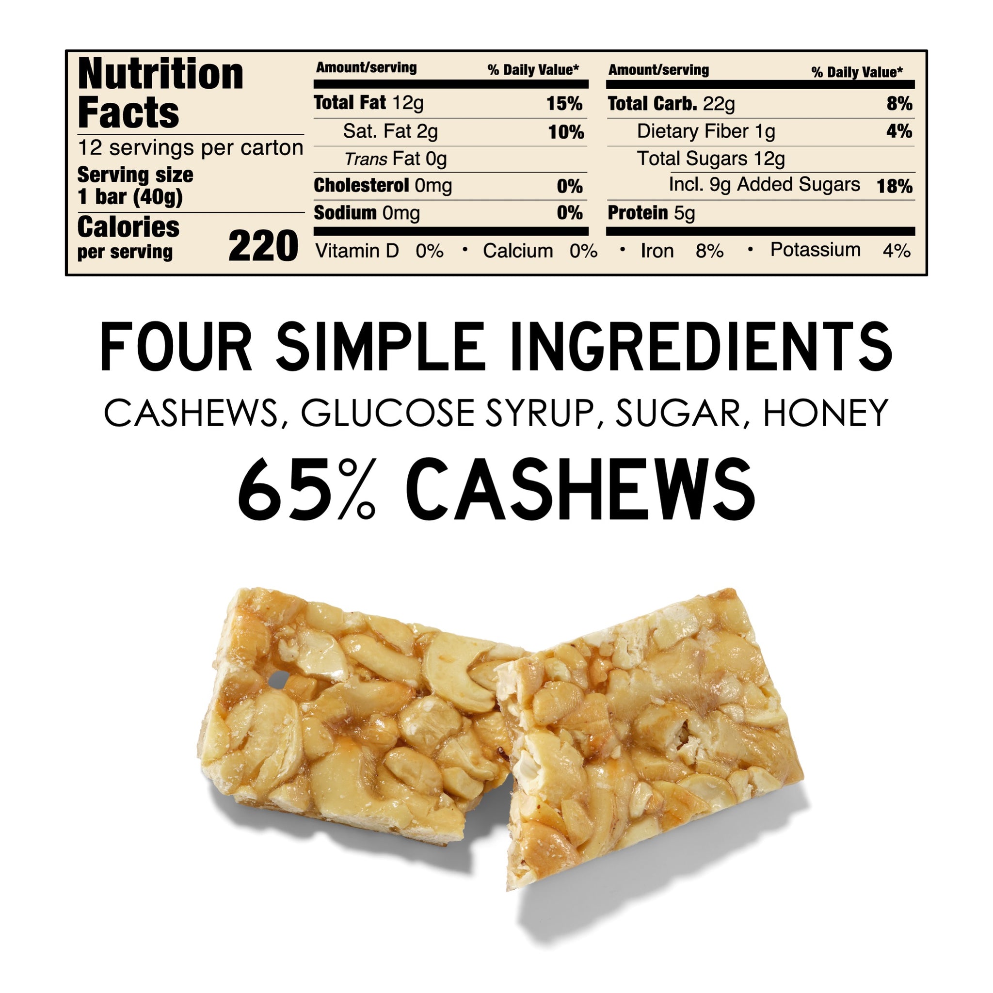  South 40 Cashew Bar - Extra Crunchy Honey Nut Clusters, 5g  Protein