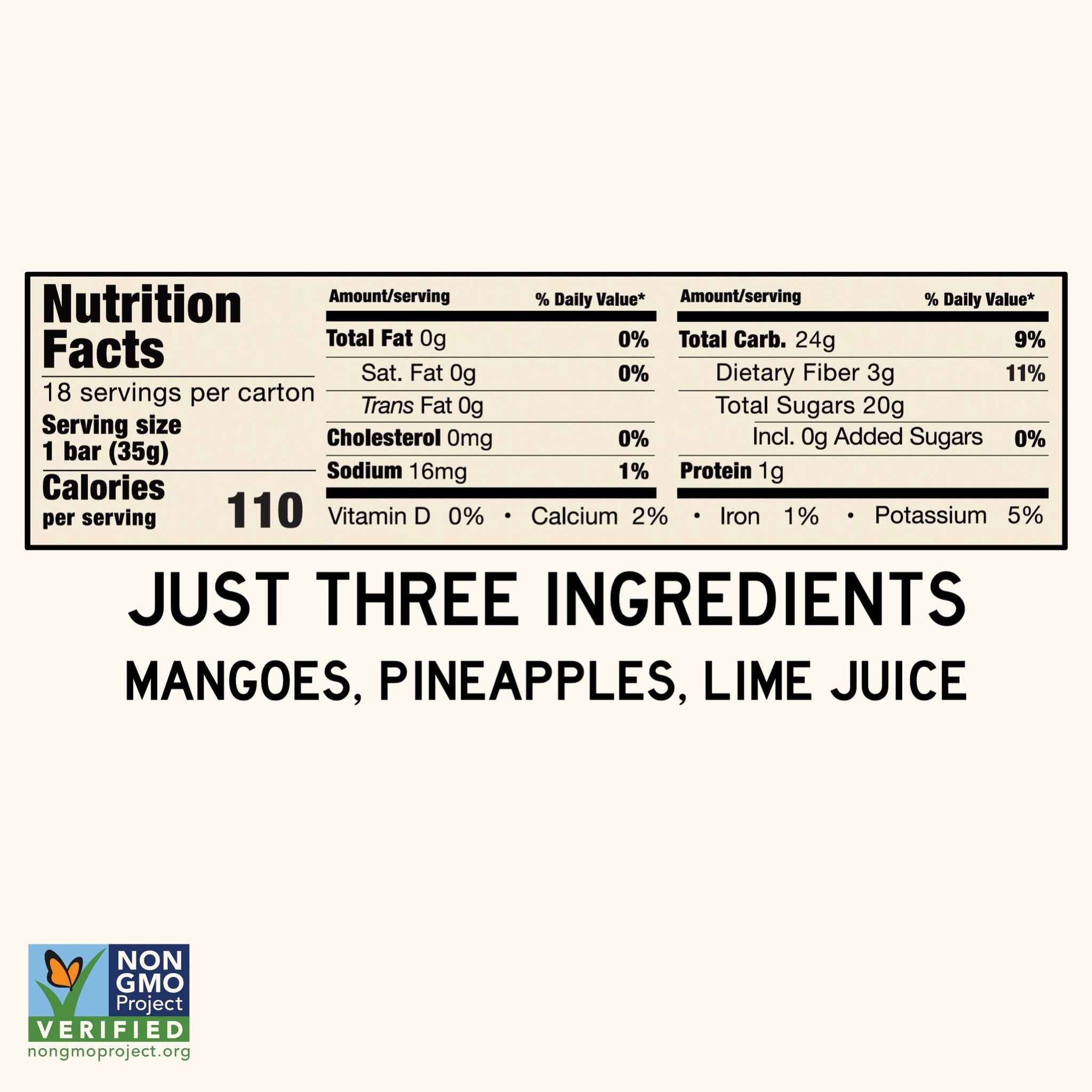 Mango Pineapple Lime Fruit Bars 18-Pack